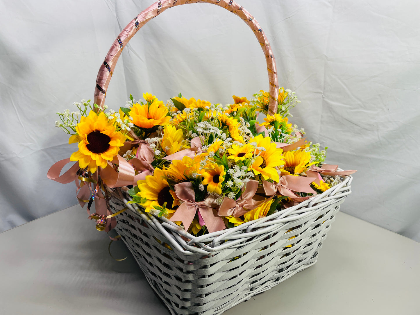 HANDMADE Sunflower Wedding Boutonniere set 113 Ready to Wear with Basket