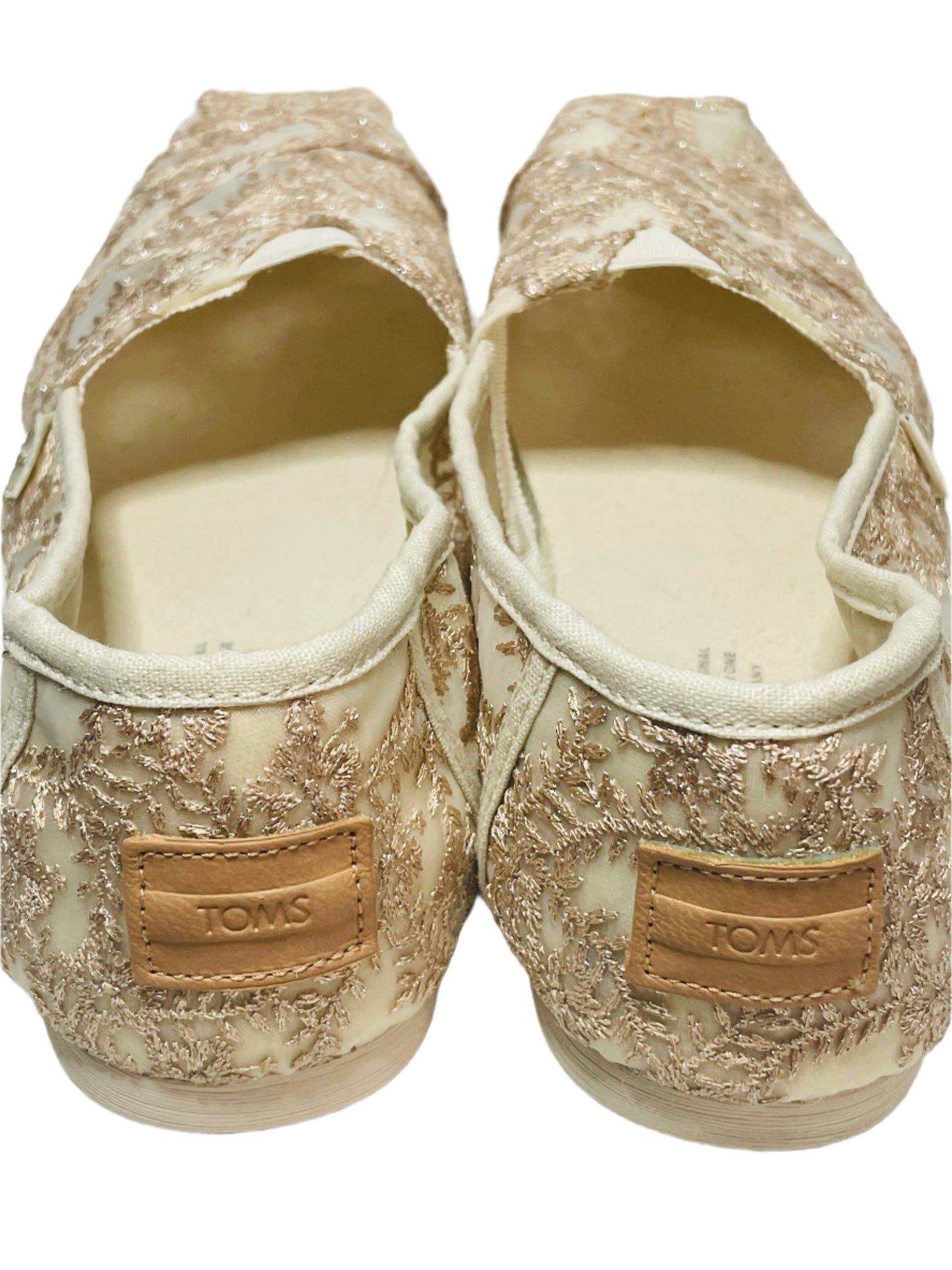 EUC Toms Slip Ons Wedding Lace Ivory Cream Womens US 7.5 Freshy Laundered