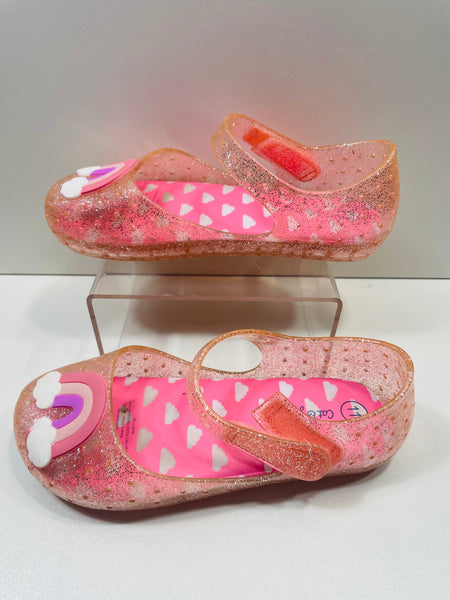 Cat & Jack (Lt Wear) Pink Glitter Rainbow Jelly Shoes Girls 11