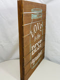 Wall Art Picture Wooden Pallet "LOVE is..." Mason Jar Art 15" x 19" LT WEAR