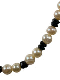 Genuine Freshwater Pearl Necklace 17" with Black Glass Beads 38 Total White Pearl Beads