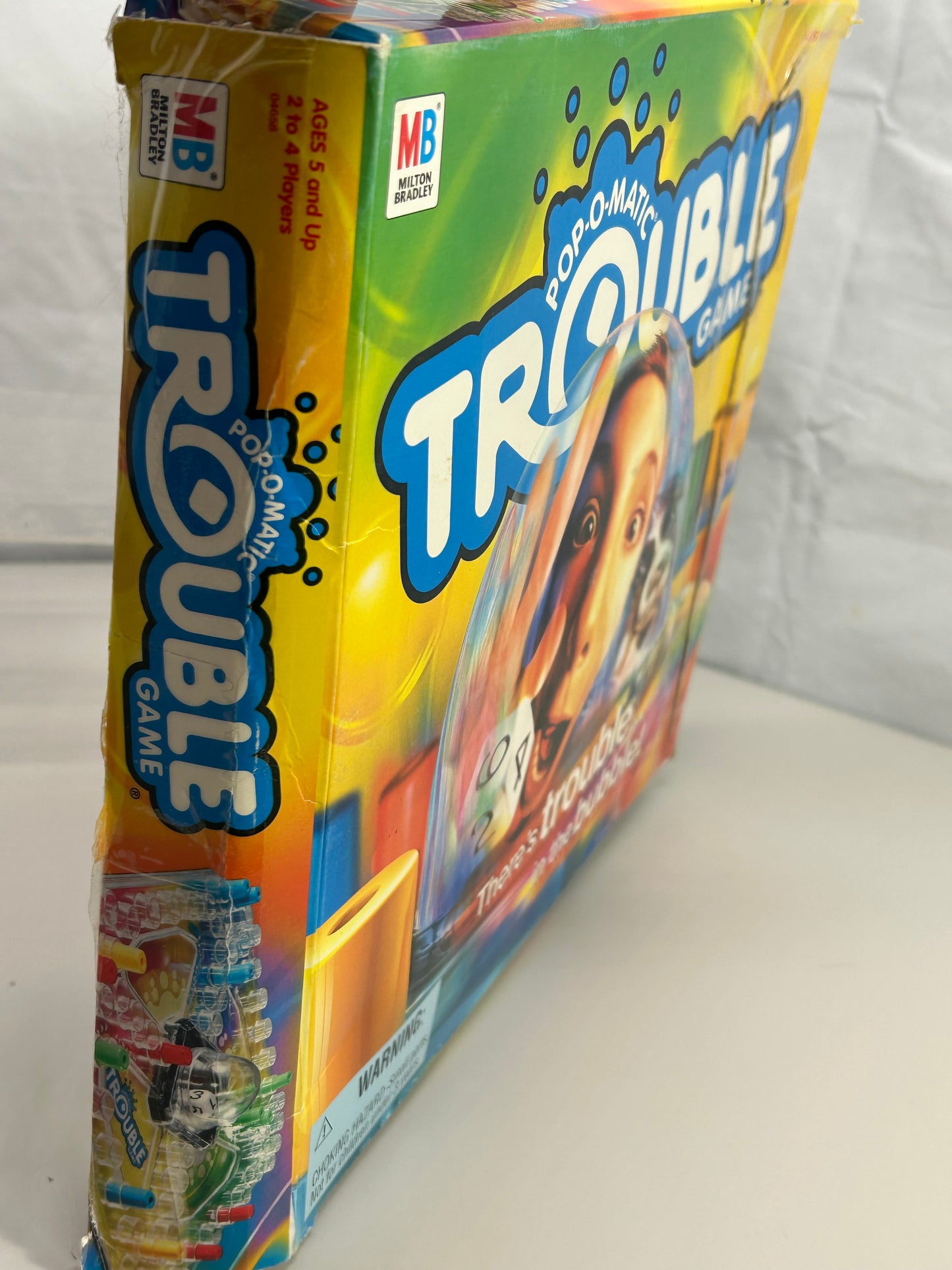 2002 Pop O Matic Trouble Board Game Complete Milton Bradley DAMAGED BOX