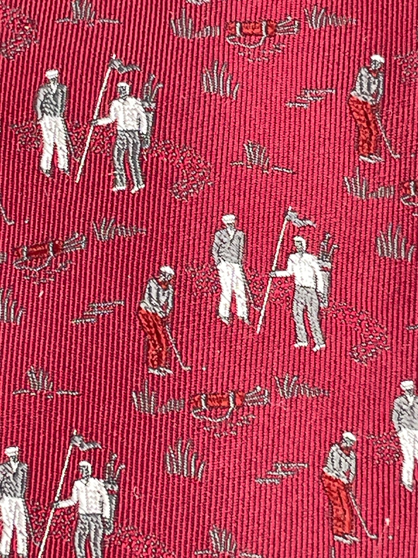 Vintage Mens Neck Tie Kent & Curwen Burgundy Golf Theme 100% Silk