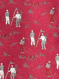 Vintage Mens Neck Tie Kent & Curwen Burgundy Golf Theme 100% Silk