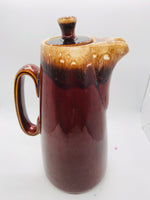 Hull Oven Proof USA Brown Drip Glaze Pitcher w/ Lid 11.25"