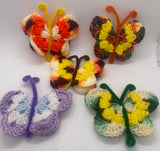 5 PC HANDMADE Crochet Butterflies 4" Multiple Colors