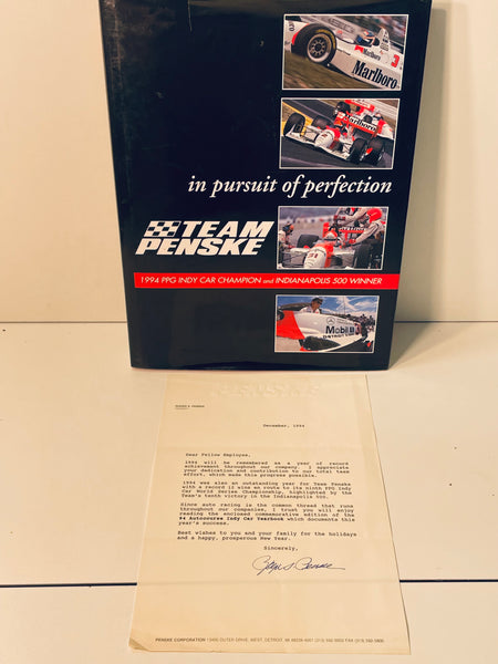 BOOK Team Penske In Pursuit of Perfection 1994 Penske Yearbook With Employee Letter
