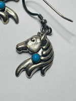 Sterling Silver 925 EARRINGS Dangly Horse Heads