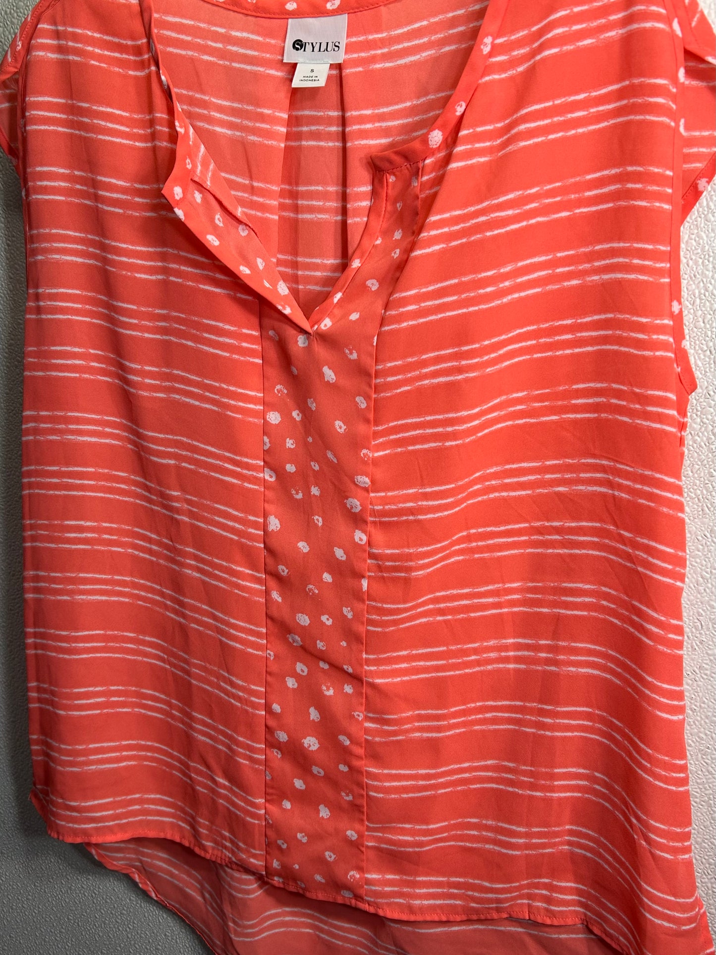 Stylus Sheer Coral / White Sleeveless Shirt Ladies S