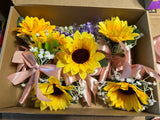 HANDMADE Sunflower Wedding Groomsman Boutonnier with Magnetic Clasp LOT of 5