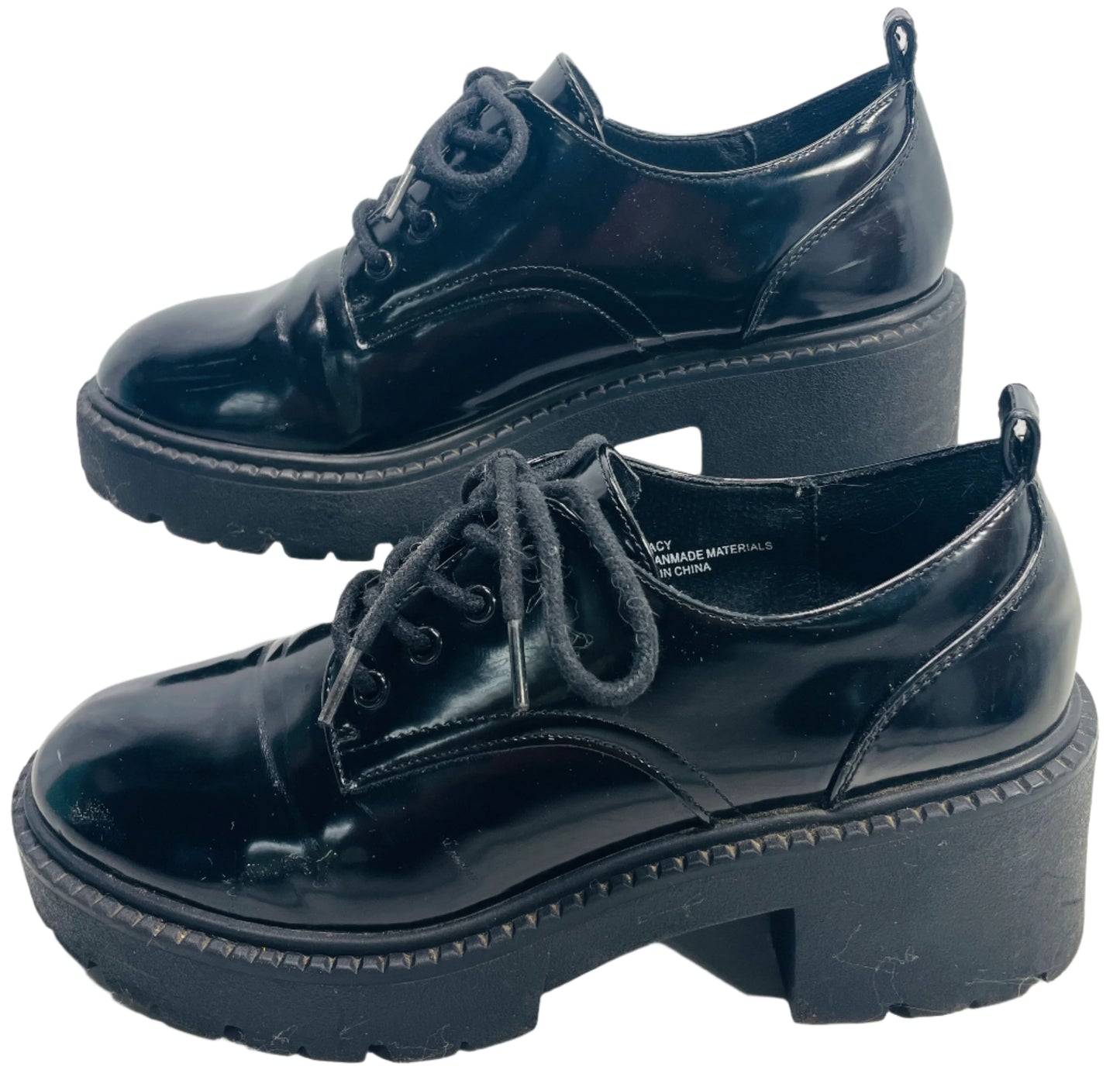 Madden Girl Patent Leather Black Platform Lace Up Shoes G Tracy Womens 9M