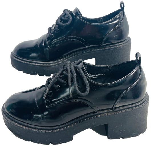 Madden Girl Patent Leather Black Platform Lace Up Shoes G Tracy Womens 9M
