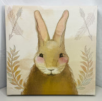 Wall Art Soft Brown Bunny Print on Canvas 15" x 15"