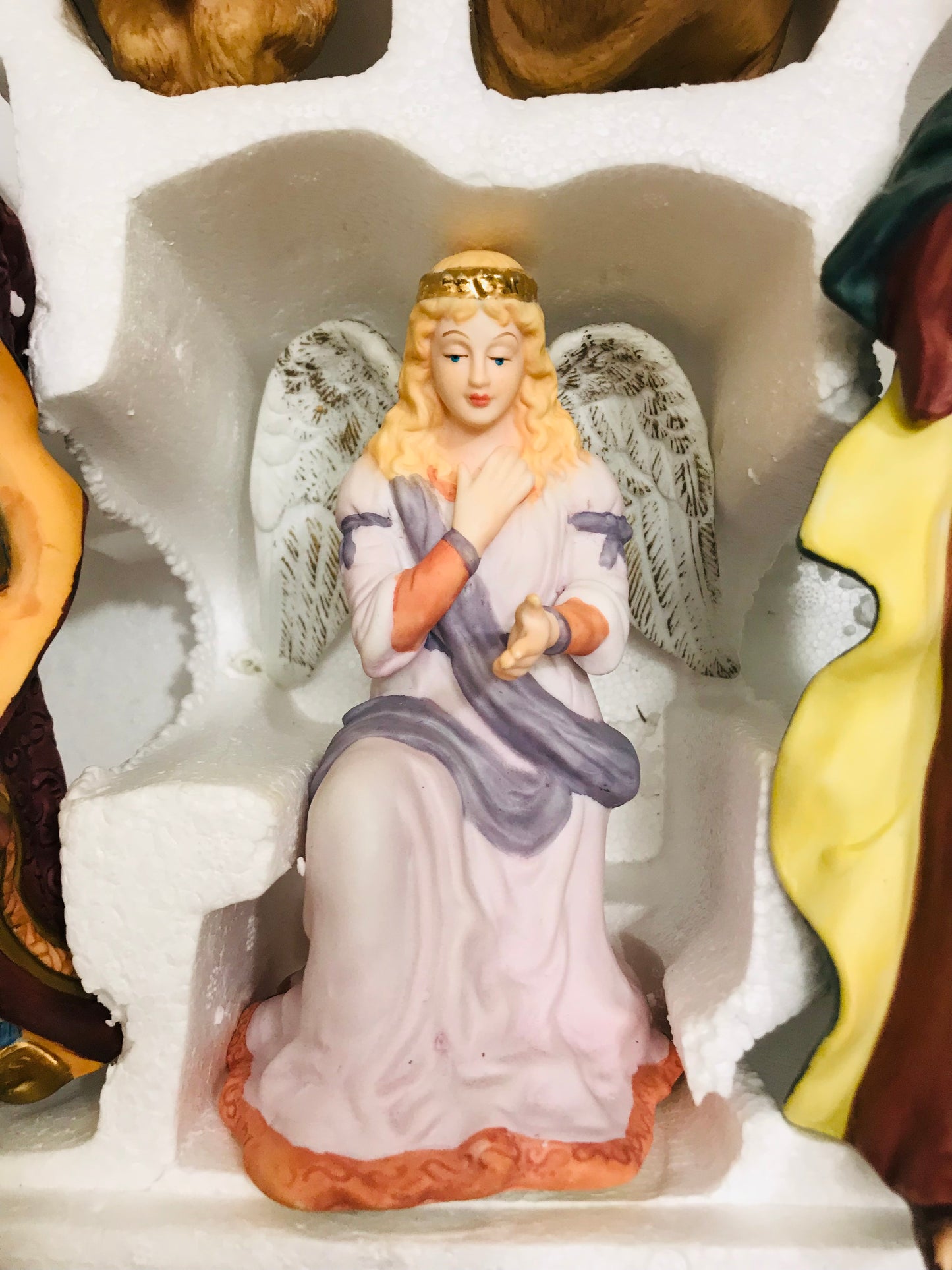 VINTAGE COMPLETE Kirklands Signature 13 PC Nativity Set BROKEN HAND/STAFF * SEE PICS *