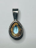 Sterling Silver 925 Necklace Pendant Aquamarine Blue Stone