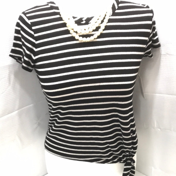 Olivia Rae Black and White Stripe Shirt Side Knot Juniors XS