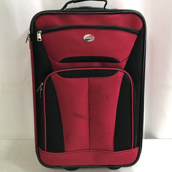 American Tourister Carry On Luggage Red Rolling LT WEAR LT STAINING LOCAL PICK UP