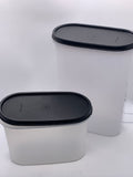 Tupperware 2 PC Storage Container Set Oval Black Lids (2.3 L) (1.1 L)