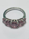 Sterling Silver 925 RING with 5 Pink Stones SIZE 4.5