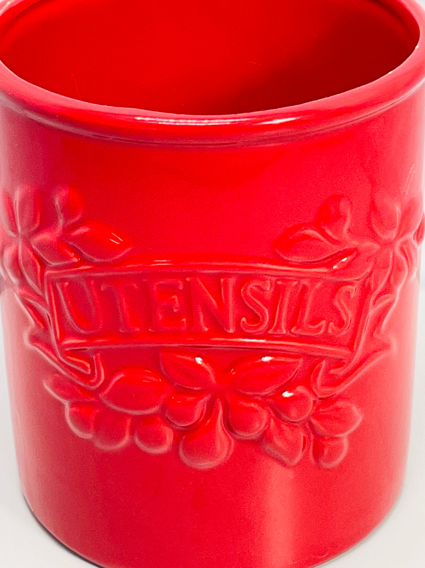 Boston Warehouse Kitchen Utensil Holder RED Ceramic