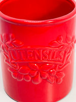 Boston Warehouse Kitchen Utensil Holder RED Ceramic