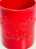 Boston Warehouse Kitchen Utensil Holder RED Ceramic