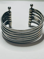 Silver Tone Multi Bangle Cluster Cuff Bracelet