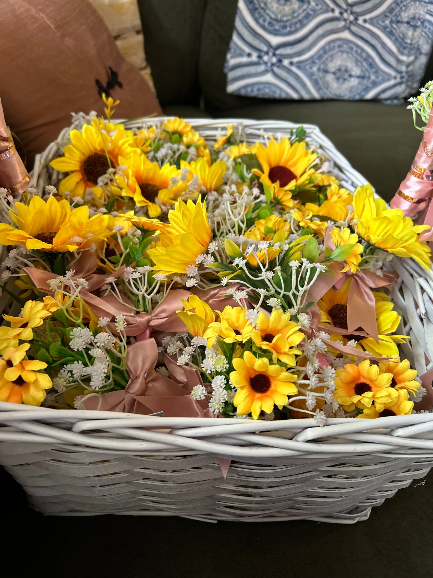 HANDMADE Sunflower Wedding Boutonniere set 113 Ready to Wear with Basket