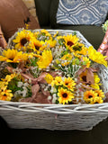 HANDMADE Sunflower Wedding Boutonniere set 113 Ready to Wear with Basket
