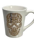 Halloween Mug Signature White Ceramic with Gold Sugar Skull Face 14oz
