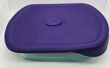 Pyrex Clear Glass Casserole Dish w/ Purple Lid 11" x 8"