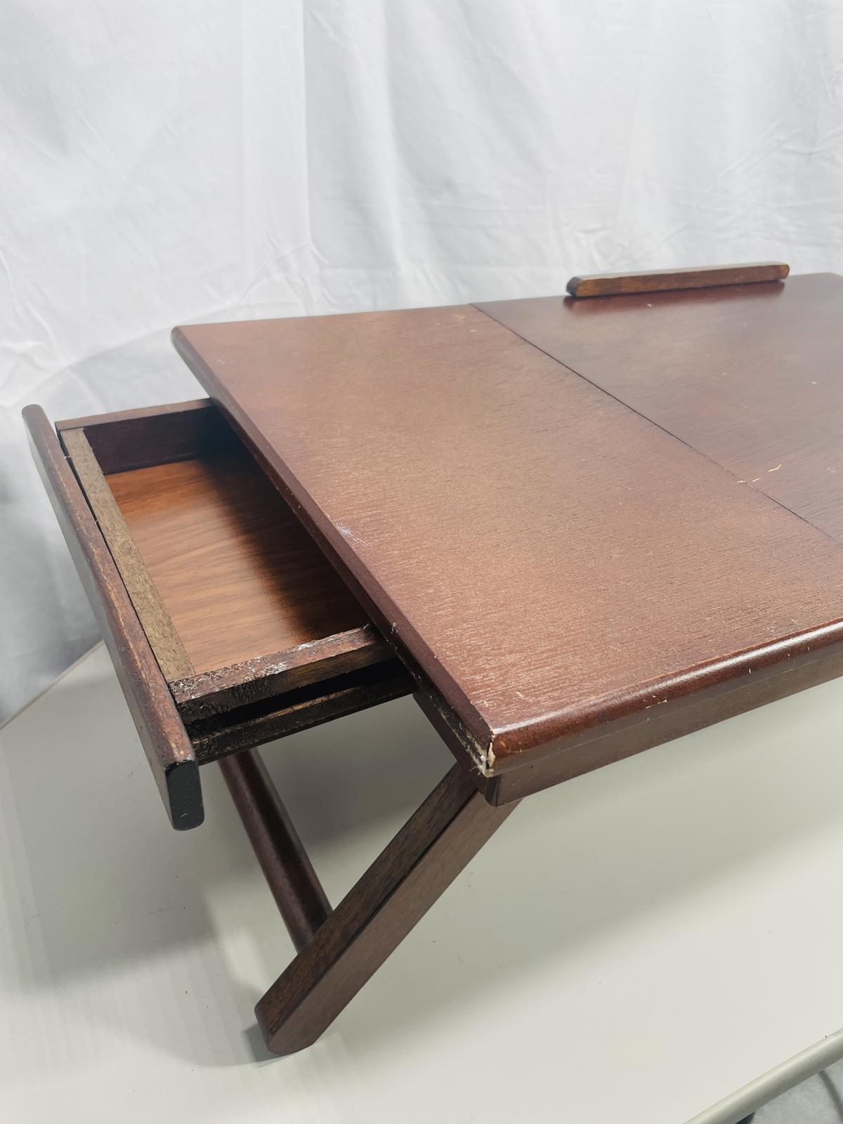 Wooden Lap/Table Top Desk with Adjustable Surface & Side Drawer SHOWS WEAR