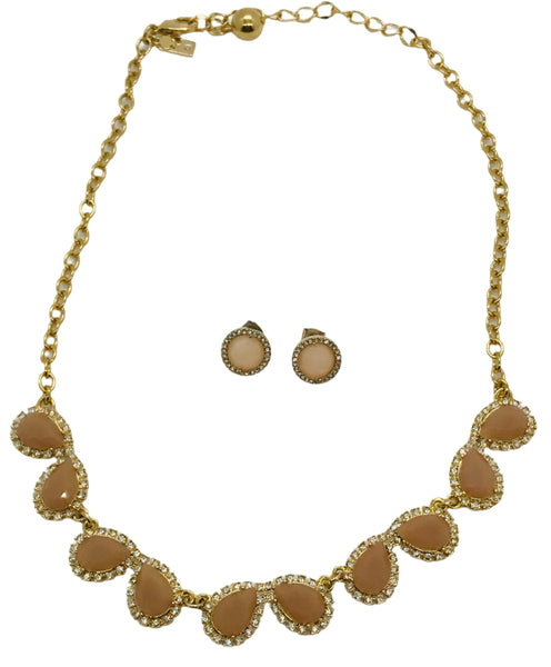 Kate Spade Necklace & Earring Set Gold Tone Costume Fashion Jewelry