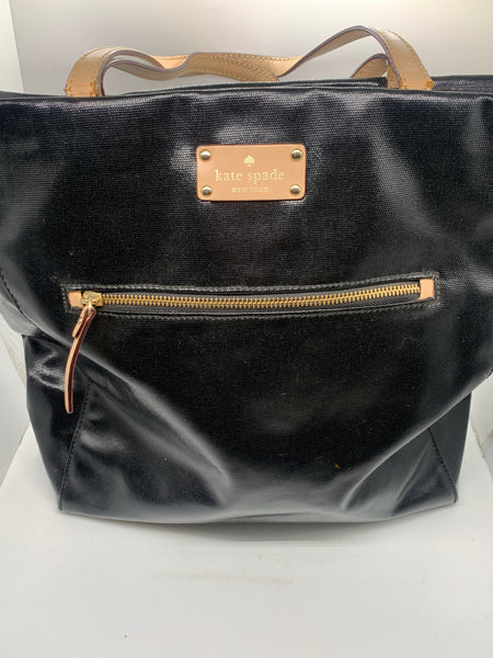 Kate Spade Large Tote Bag Purse Black 15" x 12" SHOWS WEAR
