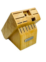 Farberware Wooden Knife Block 14 Slot Natural Wood Shows Wear