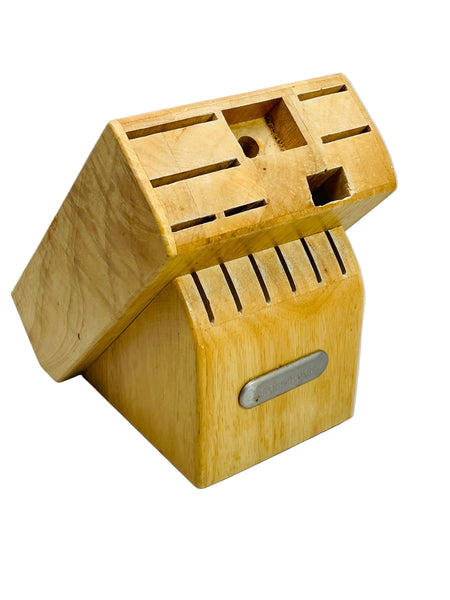 Farberware Wooden Knife Block 14 Slot Natural Wood Shows Wear
