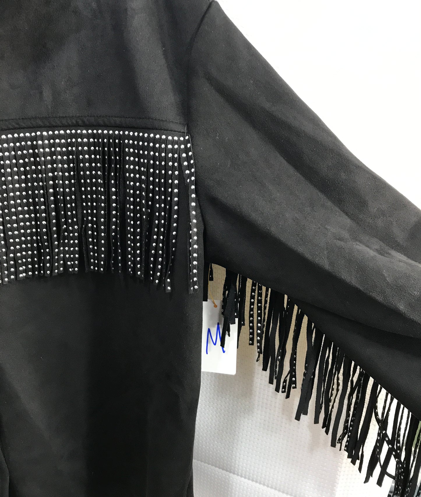 Sweet Rain Fashion Shacket Black Fleece with Studded Fringe Ladies M