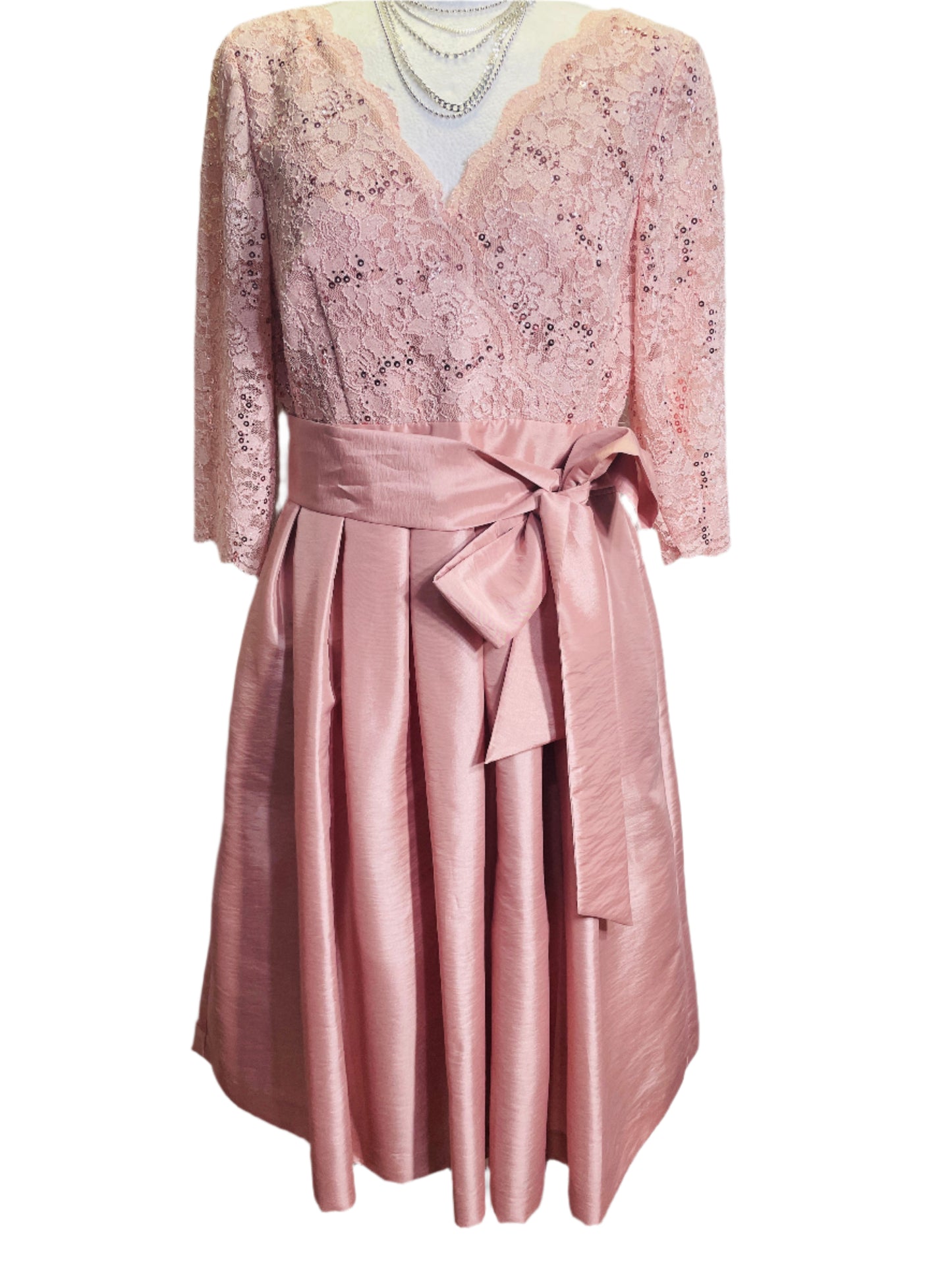 EUC Jessica Howard Dress Formal Mother of the Bride Prom Rose Gold/Blush Pink Ladies 12