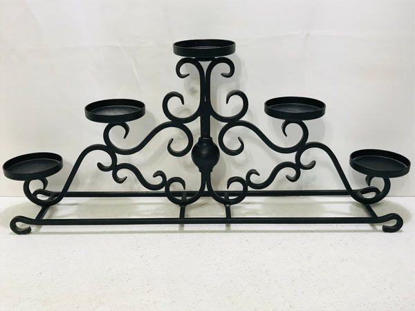 Wrought Iron 5 Pillar Candle Holder Great for a Fireplace 26"