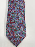Neck Tie IZOD Burgundy Floral with Purple & Gray Flowers 100% Cotton