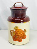 VINTAGE McCoy Pottery #253 FRUIT FESTIVAL Cookie Jar / Canister REPAIRED HANDLE