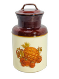 VINTAGE McCoy Pottery #253 FRUIT FESTIVAL Cookie Jar / Canister REPAIRED HANDLE