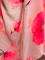 Sheer Bright Pink FLowers Open Front Flowy Shawl/Cardigan/Cover Up Ladies ONE SIZE