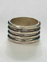 Sterling Silver 925 RING Wide 4 Raised Rings Band SIZE 4.5