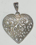 Sterling Silver 925 Pendant Large Heart 1.5" NO CHAIN