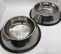 2 PC Stainless Steel Food & Waater Bowl Set