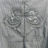 Affliction Black Premium Vest Gray with Blue Pinstripes Embroidered Cross/Scroll Above Pockets & Back Mens L