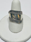 Sterling Silver 925 RING Wide with Textured Embellishments Face Size 7