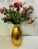 Large Gold Painted Vase WITH Rose Bush Branches 30"