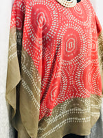 Chicos Sheer Poncho Flowy Top Pink & Tan Ladies OS